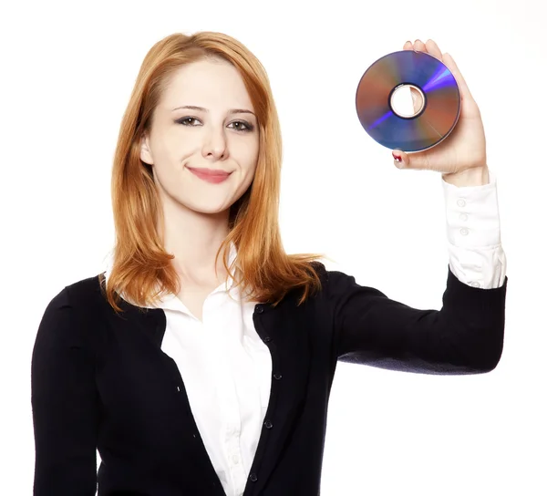 Redhead businesswomen show disc. — Stock Photo, Image