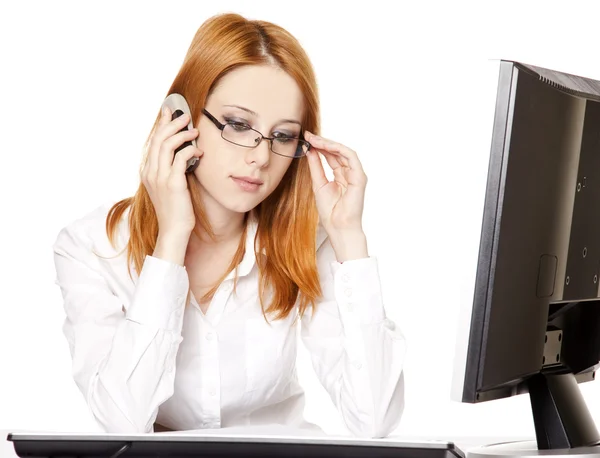 Kobieta młody biznes rozmowa przez telefon. — Zdjęcie stockowe