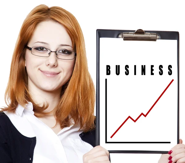 Stock image Portrait of the business woman with a represent folder.