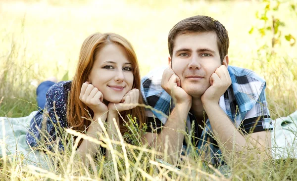 Couple relax at outdoor in summer time. — Stock Photo, Image