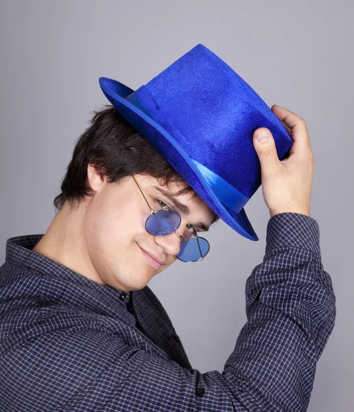 Secret men with blue hat and glasses. — Stock Photo, Image