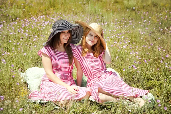 Två flickor på contryside. — Stockfoto