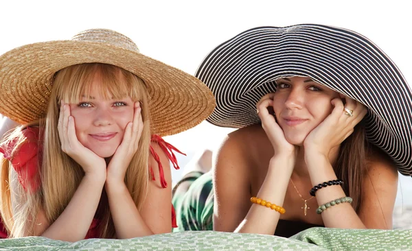 Two beautiful girls at beach Stock Picture