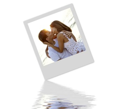 Photo with kissing couple. clipart