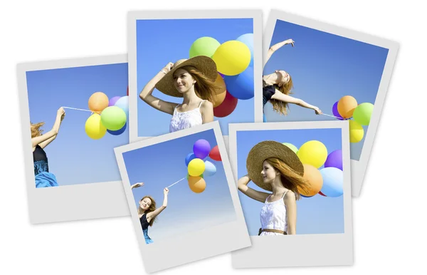 Fotos chica pelirroja con globos . — Foto de Stock
