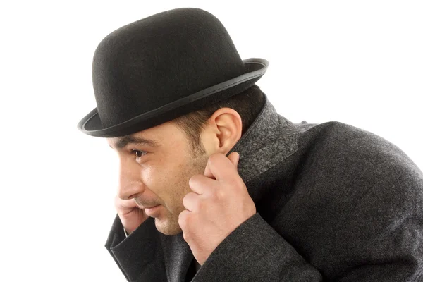 Man hiding from the cold — Stock Photo, Image