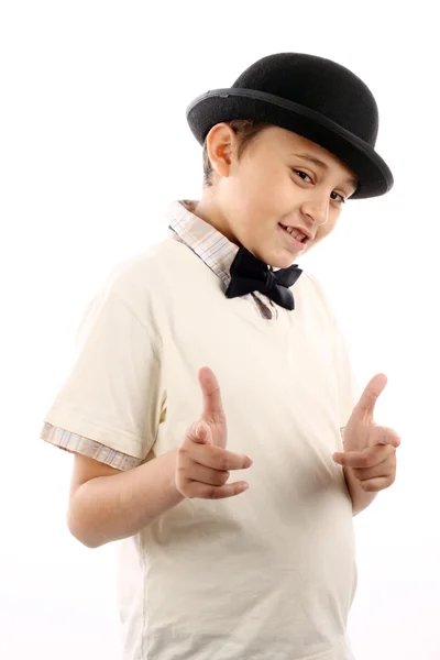 Roztomilý chlapec s kloboukem — Stock fotografie