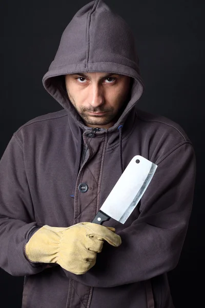 Scary man with cleaver — Stock Photo, Image
