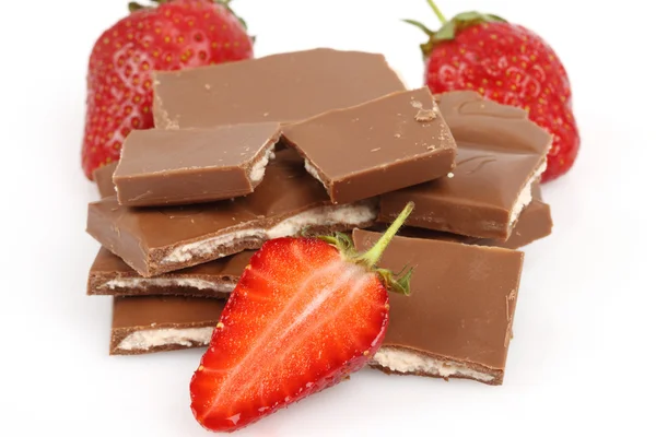Aardbeien en chocolade — Stockfoto