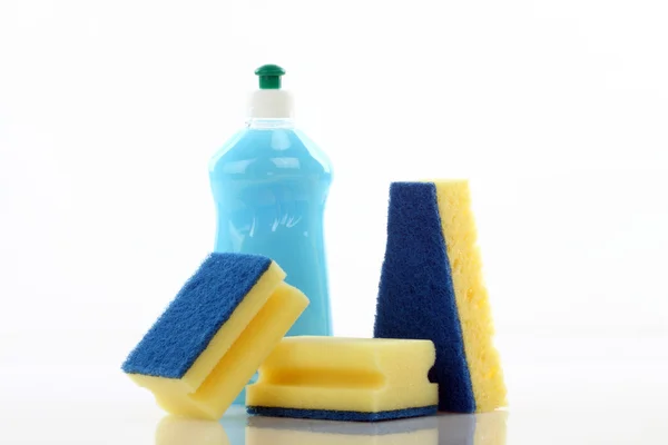 Bottle and sponges — Stock Photo, Image