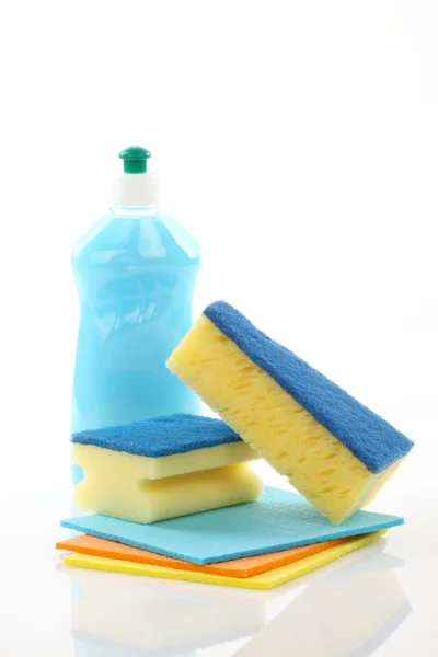 Bottle and sponges — Stock Photo, Image