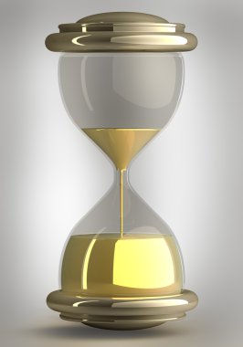 Closeup of hourglass in warm black and white isolated on white background clipart