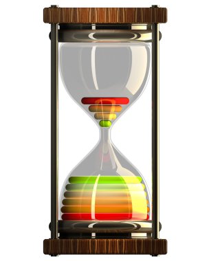 Hourglass in warm on white background clipart