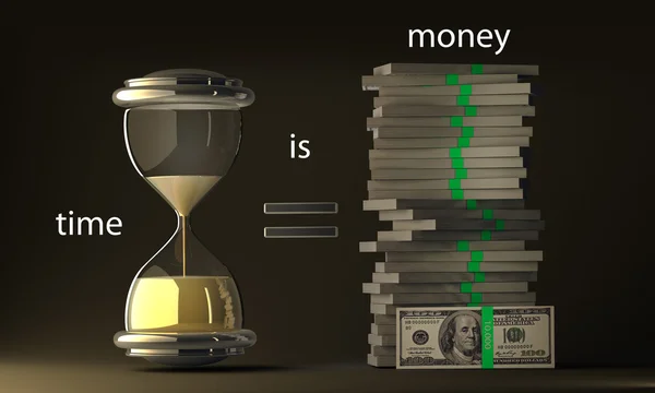 Χρόνος είναι χρήματα πακέτα δολάρια πάνω από το 3d καθιστούν σκούρο απόλυση. με ψαλίδισμα p — Φωτογραφία Αρχείου
