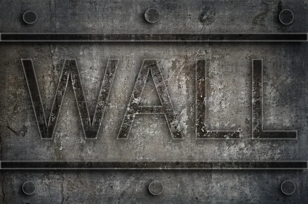 Urban grunge incrinato sfondo della parete con iscrizione "muro" — Foto Stock