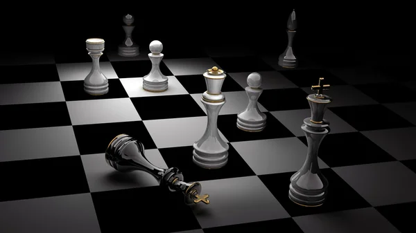 Шахматная концепция изображения - шах и мат 3D рендеринг — стоковое фото