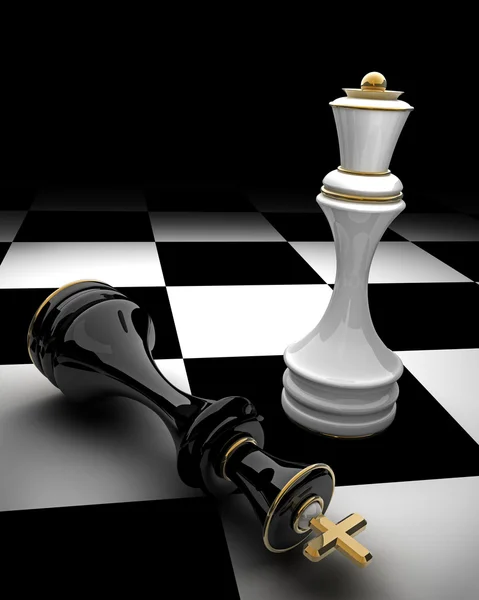Шахматная концепция изображения - шах и мат 3D рендеринг — стоковое фото