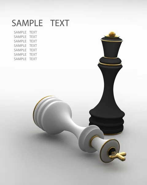 Imagem de conceito de xadrez - xeque-mate 3D render — Fotografia de Stock