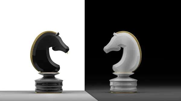 Szachy koń na białym tle renderowania 3d — Zdjęcie stockowe