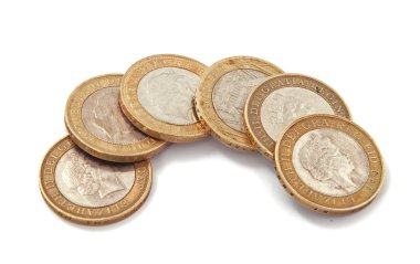 British, UK, two pound coins. clipart