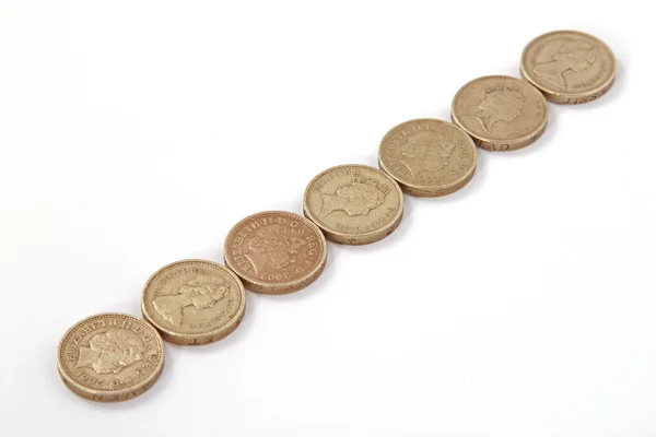British, UK, pound coins. — Stock Photo, Image