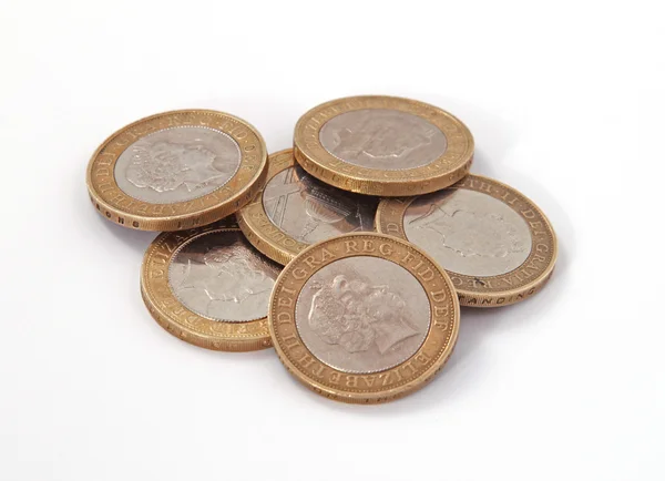 British, UK, two pound coins. — Stock Photo, Image
