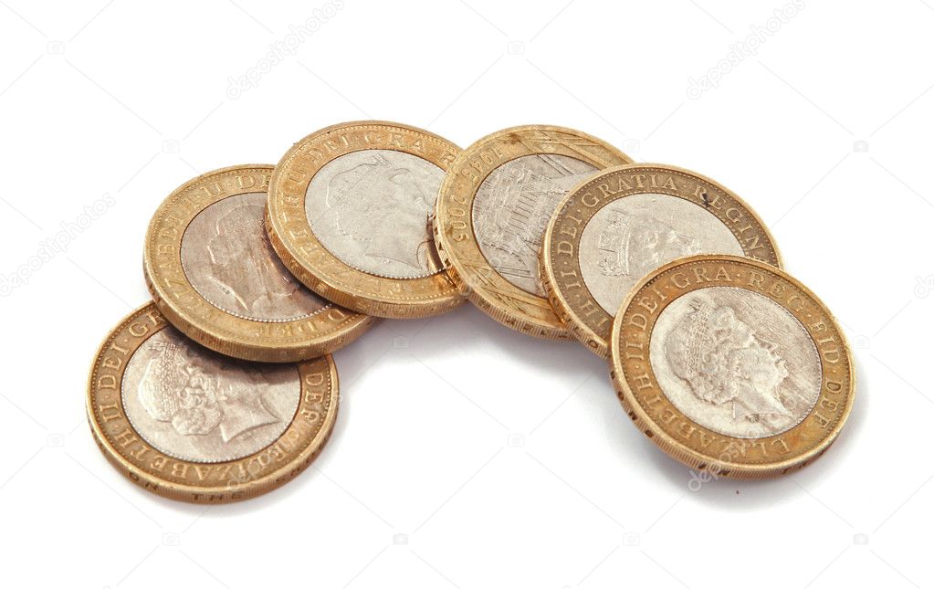British, UK, two pound coins.