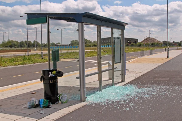 Vandalised bus stop. Royalty Free Stock Images