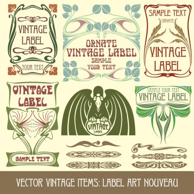 Label art nouveau clipart