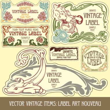 Label art nouveau clipart