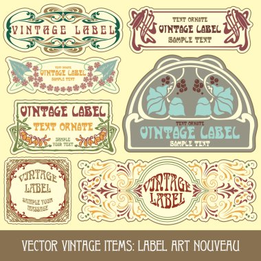 Label art nouveau clipart