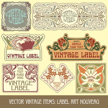 Label art nouveau clipart