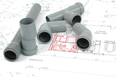 PVC fittings for drainage and plumbing plans clipart