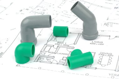 PVC fittings for water distribution and drainage clipart