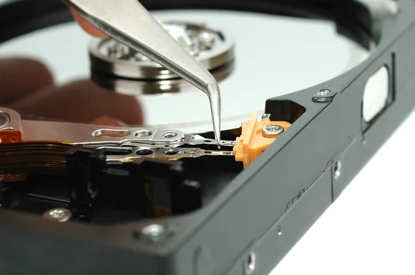 Opened hard disk drive