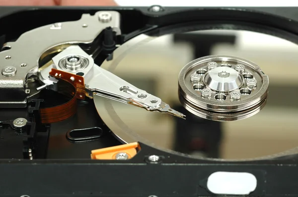 Close up of opened hard disk drive — Stock Photo, Image