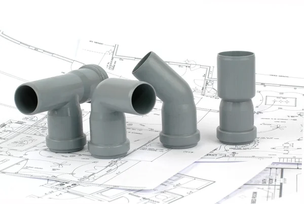 PVC fittings for drainage — Stock Photo, Image