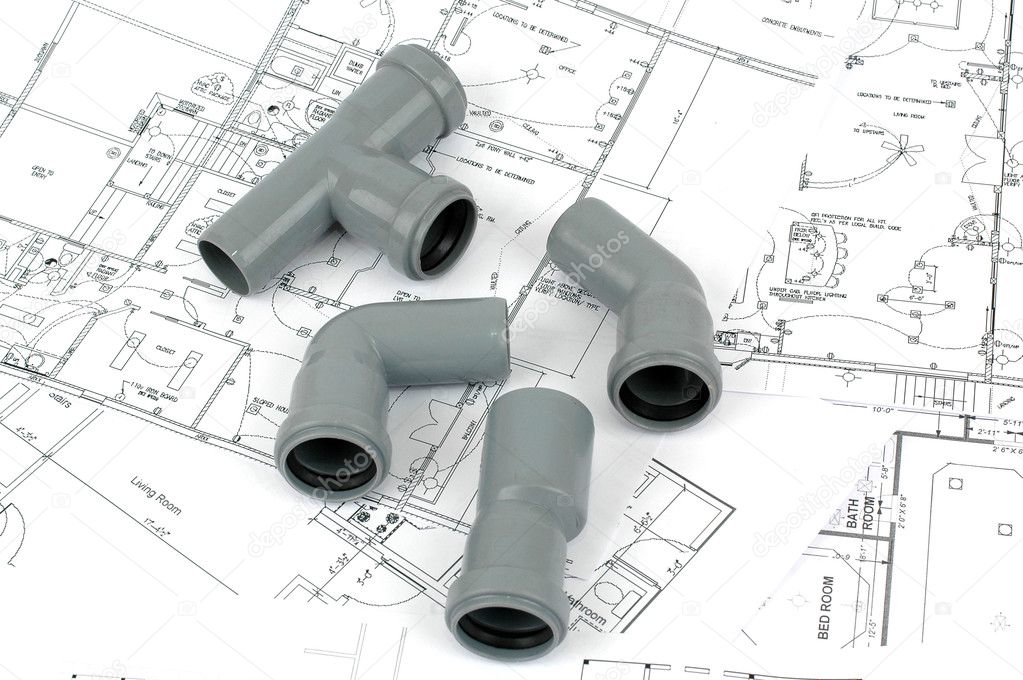 PVC fittings for drainage with plumbing plans