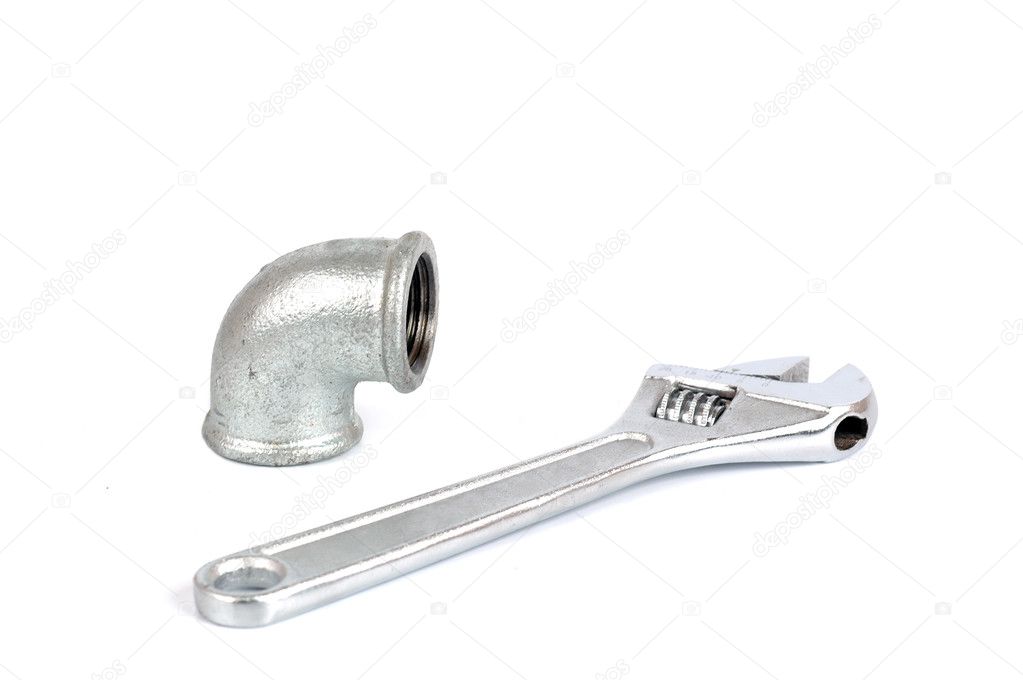 Adjustable Wrench tool and Malleable Iron Elbow 90°