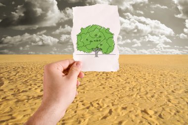 Tree in desert idea clipart