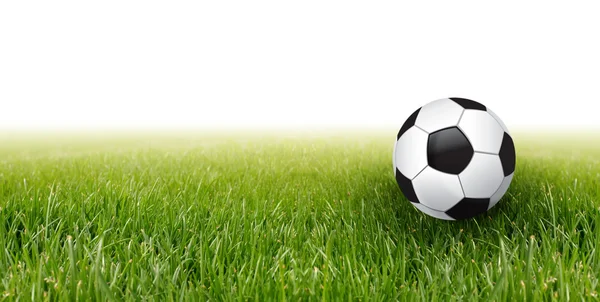 Balón de fútbol y hierba — Foto de Stock