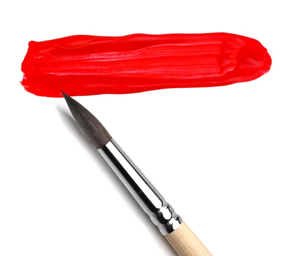 画笔和红漆剪影 — 图库照片