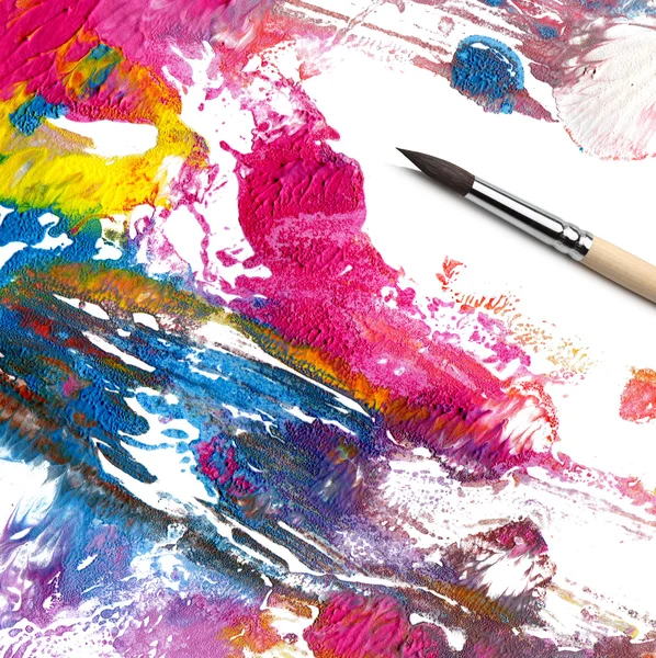 Pensel och abstrakt färg — Stockfoto