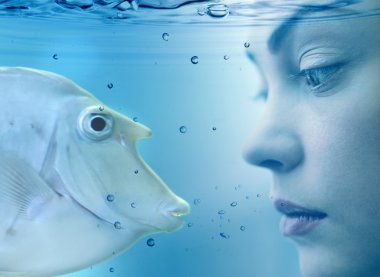 Woman and fish clipart