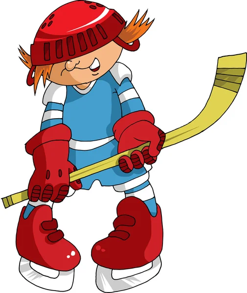 Kleiner Eishockeyspieler — Stockvektor