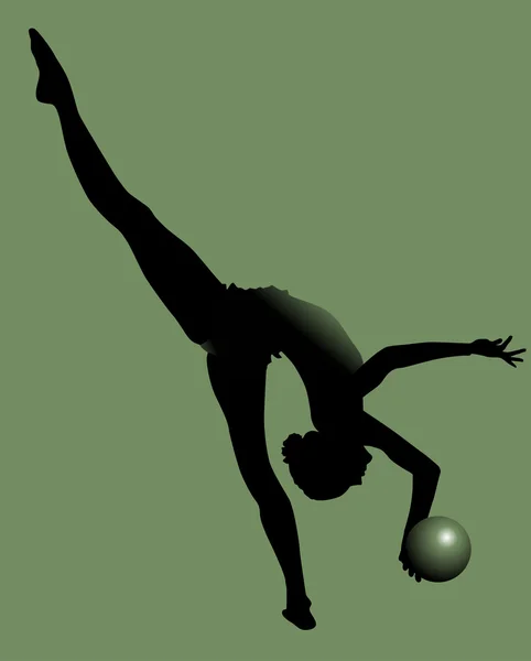 Jeune gymnaste avec le ballon — Image vectorielle