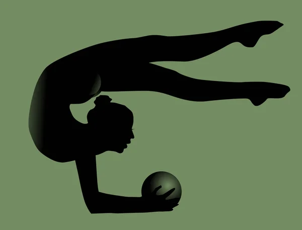 Женская гимнастка в зеленом ; — стоковый вектор