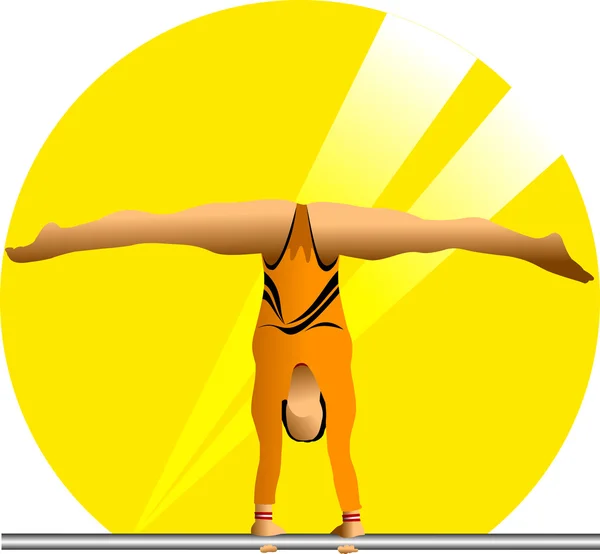 Female gymnast in sun — Stock Vector