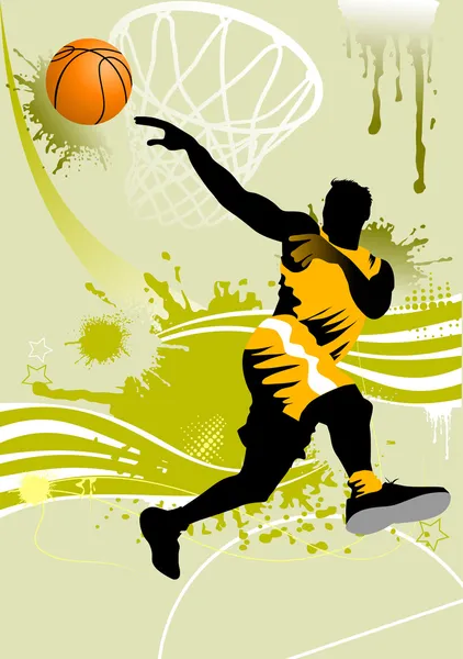 Achtergrond basketballer — Stockvector