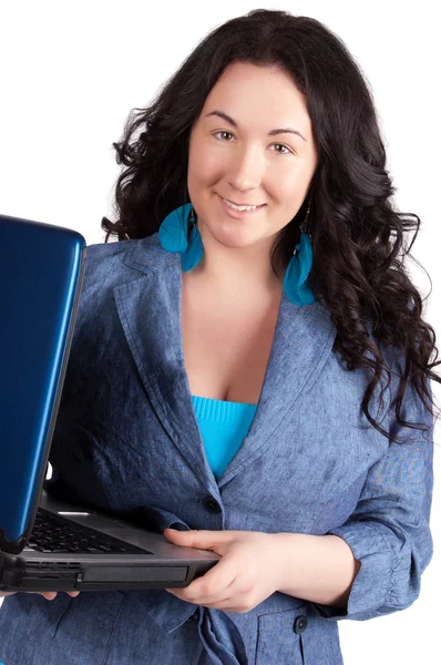 Genç iş kadını bir laptop — Stok fotoğraf
